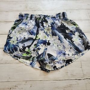 Kensie flowy shorts blue white tropical‎ floral elastic size xs